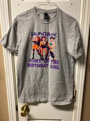 Gildan Gray Short Sleeve Tee with Purple Birthday Graphic thumbnail 1