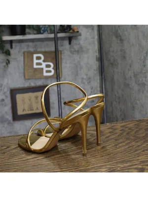 Arezzo Womens Mikayla High Stiletto Dress Sandal Gold Yellow 9.5M thumbnail 2