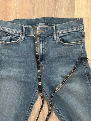 MOTHER Straight Leg Jeans Womens Size 30 Medium Wash High Rise Raw Hem Stretch thumbnail 13