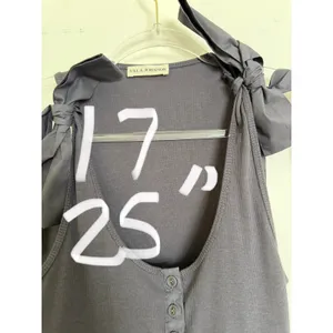 Ulla Johnson Tank Top Women P Grey Ribbed Cotton Tie Shoulder Henley Scoop Neck‎ thumbnail 10