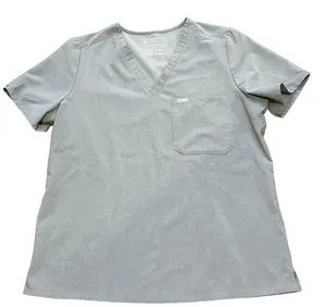 FIGS Light Grey Catarina One-Pocket Scrub Top thumbnail 1