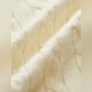 Commense Contrast Stitched Cable Knit Polo Sweater Off-White Size Medium NWT thumbnail 4