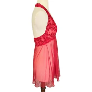 Victoria's Secret Red Lace Halter Slip Dress, Size L thumbnail 3