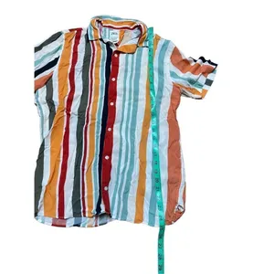 Zara Bright multicolored striped relaxed‎ fit womens button up blouse sz M thumbnail 4