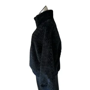 NWOT Abercrombie & Fitch Black 1/4 Zip Faux Fur Sherpa Heavyweight Jacket thumbnail 3