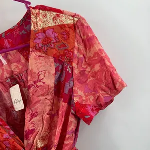 Free People Ashley Top SZ Large Fun Combo Wrap Crop NWT Red Boho Floral Waist thumbnail 9