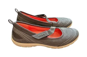 ECCO Mary Jane Sneakers Womens 38 Gray Coral Nubuck Mesh Walking Sport Flats thumbnail 1