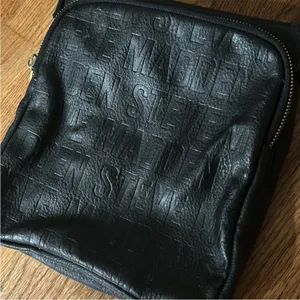 Steve Madden Black Leather Womens Crossbody Bag with Jacquard strap thumbnail 4
