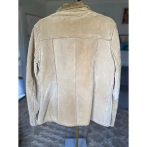 American Eagle Leather Coat‎ Fur Lined Quiet Luxury Old Money Elevated Neutrals thumbnail 4