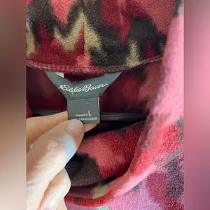 Eddie Bauer Wine Pink Fleece Pullover Turtleneck LG loose fit thumbnail 2