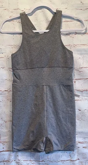Free People FP movement Gray Sleeveless Romper active large shorts onesie thumbnail 1