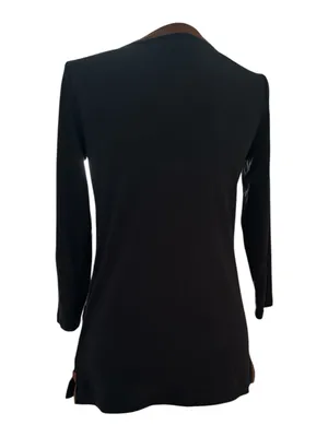 Ralph Lauren Black Brown Long Sleeve Pullover Equestrian Cotton Knit Tunic Top S thumbnail 3