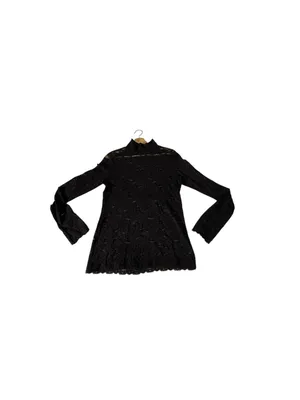 Moda International Black Lace Mock Neck Top M Sheer Long Sleeve Y2K Goth Grunge thumbnail 5