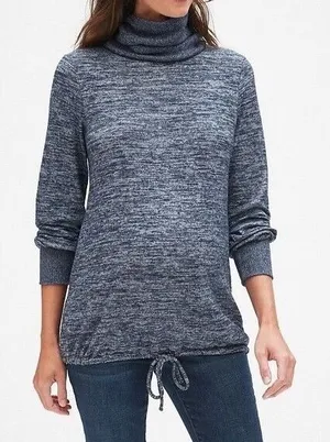 NWOT Womens Gap Maternity cowl neck soft heather‎ blue tie softspun sweater SZ M thumbnail 1