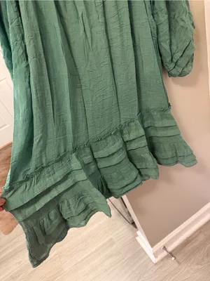 Entro Sage Green Crochet-Neck Boho Dress – Excellent Condition (Size L) thumbnail 6