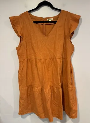 Good threads orange tiered dress‎ Size L thumbnail 1