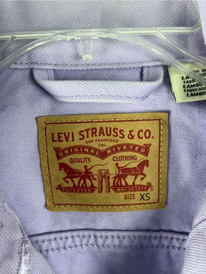 LEVI’S Lavender Denim Front Button Long Sleeves Pockets Trucker Jean Jacket XS thumbnail 3