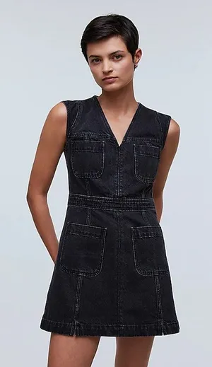 Madewell Denim Cap-Sleeve Mini Dress Tarrybrook Wash 6 NWT thumbnail 1