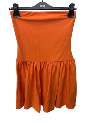 Susana Monaco Sz S Orange Strapless Ruffled Waist Resortwear Beach Mini Dress thumbnail 1