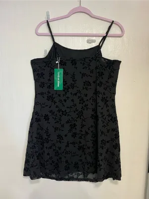 SHEIN Black Floral Flocked Mesh Midi Dress thumbnail 7