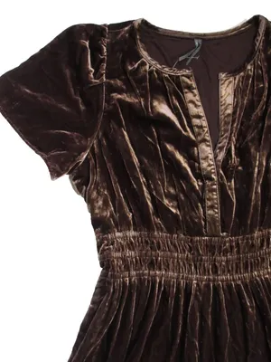 NWT by Anthropologie The Somerset Maxi in Chocolate Brown Velvet Edition Dress L thumbnail 9