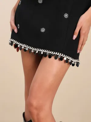 Lulus Carlijn Black Embroidered Paillette Sequin Strapless Mini Dress Size XS thumbnail 2