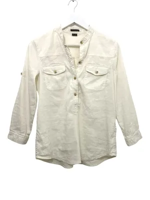 Theory "Corian" Luxury Linen-Blend Popover Utility Shirt M thumbnail 3