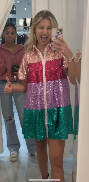 Peach Love Sparkly Dress thumbnail 1