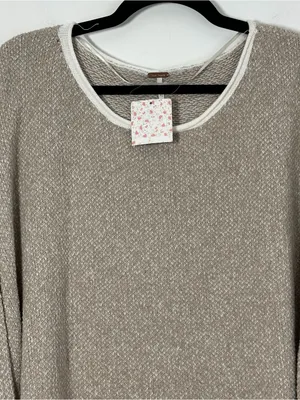 Free People XS Oversized Knit Pullover Sweater Beige Cream NWT thumbnail 2
