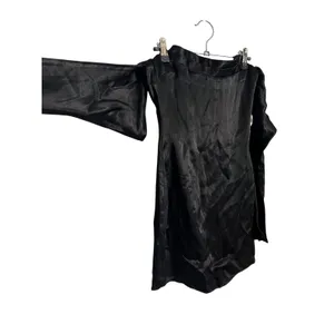 CAMILA COELHO Charlie Black Satin Off Shoulder Mini Dress Size XXS thumbnail 7