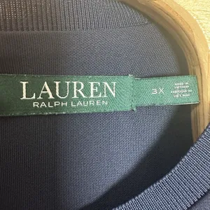 Lauren Ralph Lauren Navy Blue Red Polka Dot Midi Dress Plus Size‎ 3X 3/4 Sleeve thumbnail 6