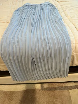 Sleeveless Light Blue Pleated Maxi Skirt thumbnail 4
