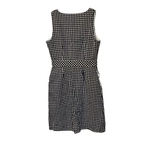 J. Crew Factory V Neck Button Front Navy Gingham Sleeveless Dress 0‎ Lined thumbnail 4