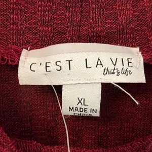C'Est La Vie Womens Mock Neck Sweater Ribbed Long Sleeve Button Cuff Maroon XL‎ thumbnail 4