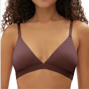 NWT Gap Body Women's Super Stretch Triangle Pullover Bralette Bra Brown Medium‎ thumbnail 1