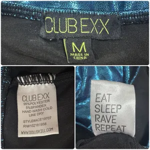 Club Exx Metallic Blue High Waist Bikini Bottom Zip Front Sz M Rave Festival thumbnail 6