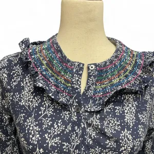 Boden Womens Navy Smocked Detail Jersey Tie Waist Cottagecore Dress Size 8R‎ thumbnail 3
