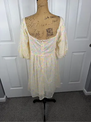 Altar’d State Pastel Floral Sequin Mesh Mini Dress Size M NWOT thumbnail 8