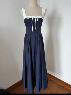Moon River Colorblock Cotton Midi Dress, M thumbnail 2