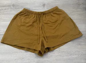 Zara Green/Brown Linen Shorts thumbnail 1