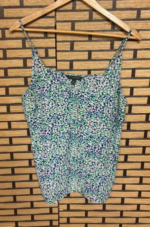 Banana Republic Blue Floral Cami‎ Size Large Petite thumbnail 1