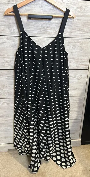 Jessica Simpson Maternity Polka Dot Midi Dress Black White Sleeveless Large thumbnail 1