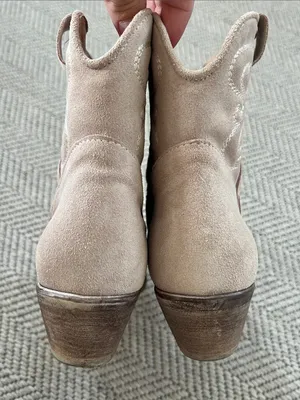 Ovyé by Cristina Lucchi sand suede texan ankle boots. thumbnail 4