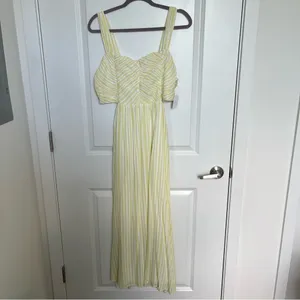 Altar’d State Butter Yellow Striped Maxi Dress Size Small Available NWT thumbnail 5