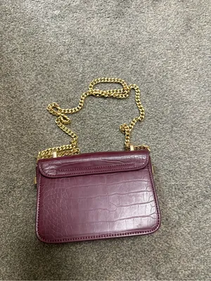 Burgundy Charles & Keith Croc-Effect Boxy Chain Strap Bag thumbnail 3