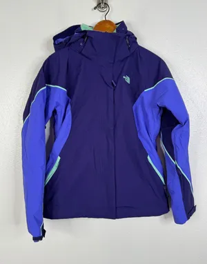 The North Face HyVent Purple Blue Colorblock Fleece Lined Ski Jacket Womens S thumbnail 1
