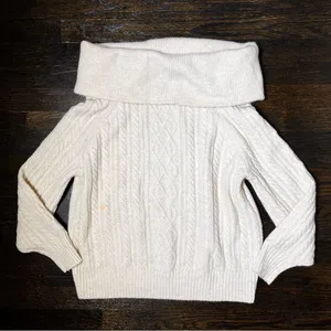 H&M Cream Cable Knit Cowl Neck Sweater thumbnail 1