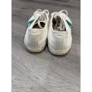 CLEAR Canvas Low Top Sneakers White Green Women's Size 8 Casual Lace Up Shoes thumbnail 2