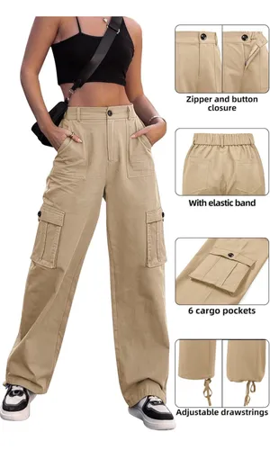 High Waisted Cargo Pants Khaki Tan Size 6 thumbnail 5