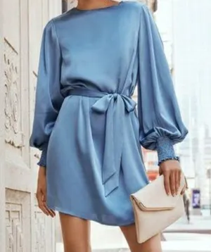 Skylar Rose Blue Satin Dress thumbnail 1